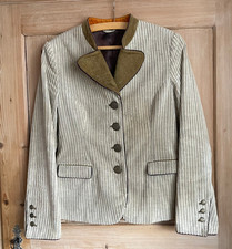 Meindl Trachtenjacke Janker Damen Kord mit Lederbesatz Beige Gr. 36