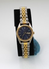 Pulsar Damen Uhr Silber Gold Edelstahl Wr Batterie Tag Datum Blau Quarz