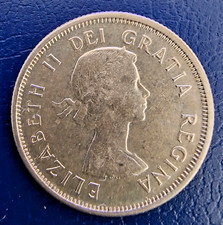 Silver Coin – 25 Cents REINDEER, Silver Coin 1956 from Canada – QEII.