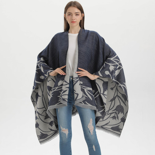 Damen wolle poncho grau - damen, schal