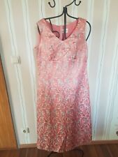 Hochwertiges  BROKAT Abendkleid Pink Bleu Gold Lurex VINTAGE Gr.36/38 GUTER ZUST