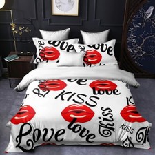 Liebeslippen Valentinspaar Bettwäsche Set Kissenbezüge 80x80 Bettbezug 135x200