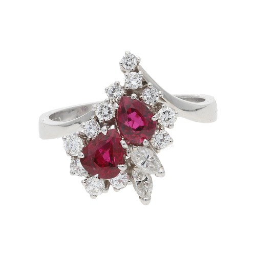 Weißgoldring mit rubin und - weißgoldring,