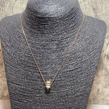 ROSÉGOLD VERMEIL Pfirsich Kristall Würfel Anhänger Halskette 925 Kette hübsch Retro