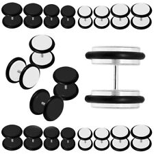 Acryl Fakeplugs Ohrringe Tunnel Piercing Plug Schraube schwarz weiß 6 8 10 12 mm 