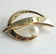 Brosche mit Perle Art Deco Stil Gold 333 Gelbgold 8K (3005)