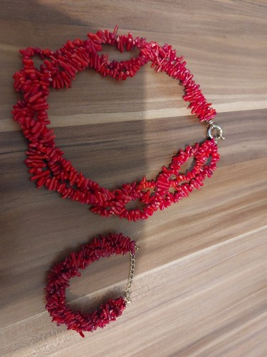 Korallenkette mit armband rot - armband,,