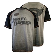 Harley-Davidson Herren T-Shirt Grau Schwarz Iron Bond Raglan Kurzarm (S58)