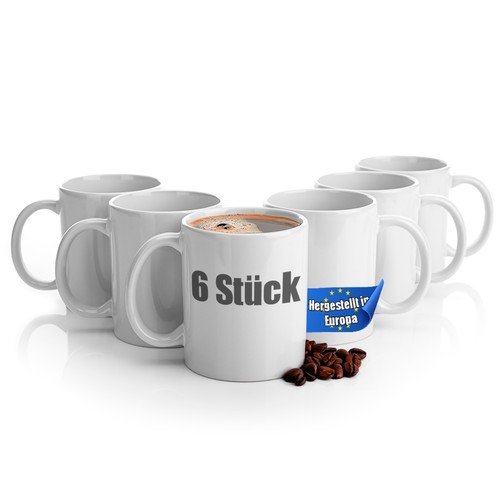 Kaffeetassen weiß 300ml - 6x,