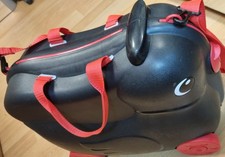 Kinder Handgepäck Kinderkoffer zum Draufsitzen Reisekoffer Kuh Schwarz Rot GUT