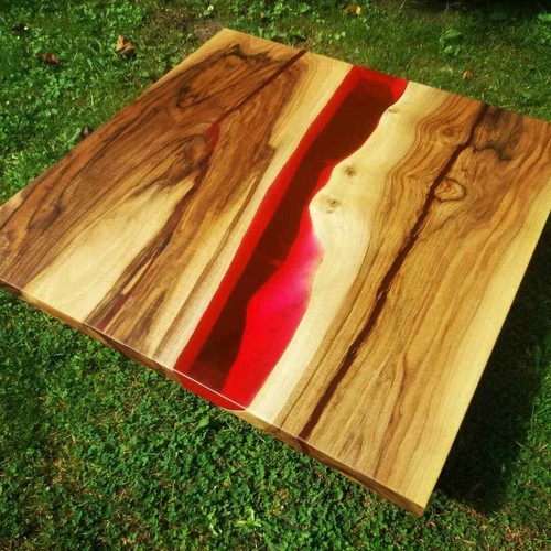 Red epoxy river table live - river,
