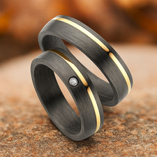 Eheringe Partnerringe Verlobungsringe Trauringe Titan Carbon + Diamant + Gravur