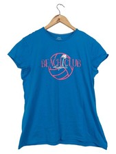 SPLASH Damen T-Shirt Beach Club Volleyball Blau Gr. 42/XL Baumwolle Sportlich