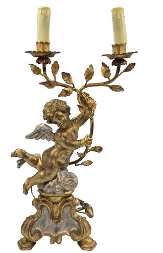 Antike barock lampe engel - antike,