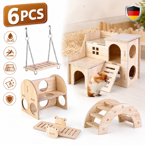 6stück hamster spielzeug holz - 6stück,