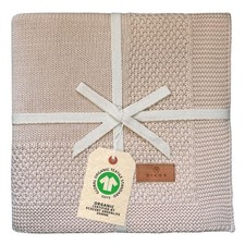 DIKOS® Babydecke *100%* GOTS Bio Baumwolle beige-braun | weiche Neugeborenen Dec
