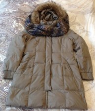 Damen Daunenparka/Longjacke Esprit taupe Gr. 38 inkl. Schal