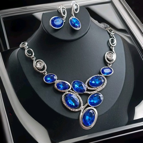 Schmuck set blau strass - blau,