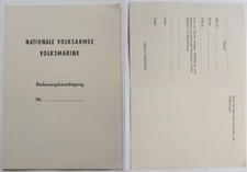 DDR NVA Volksmarine - Ausweis / Urkunde : Bedienungsberechtigung blanko unbenutz