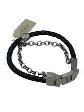 Fossil Herren Armband All Stacked Up Edelstahl Leder Schwarz Armkette NEU OVP