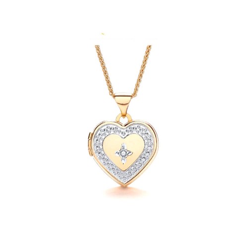 Echtes diamant herz medaillon - echtes,