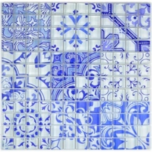 Glasmosaik retro vintage - retro, blau