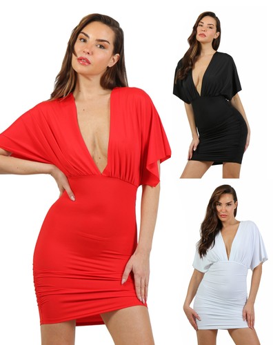 Damen minikleid sexy neck - minikleid, v-neck