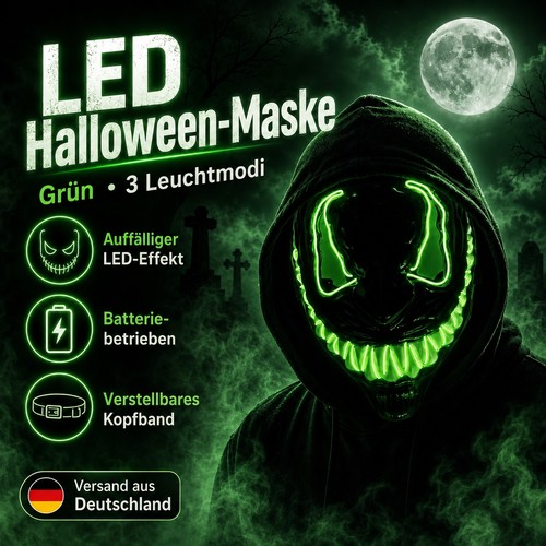 Led halloween maske grün mit - led,