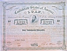 1863 Confederate States of America Anleihe Richmond USA CSA General Jackson Rose