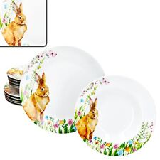 12tlg Tafelservice Osterfreude Porzellan 6 Pers Speiseteller Suppenteller Hase