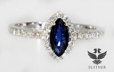 wertvoller 0,73ct. feiner Saphir Brillant Ring aus 750 Weißgold Gr. 54 Kornblume