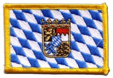 Deutschland Bayern mit Wappen Aufnäher Flaggen Fahnen Patch Aufbügler 8x6cm
