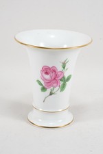 Q43B22- Meissen Porzellan Vase Rosendekor Goldrand 1. Wahl