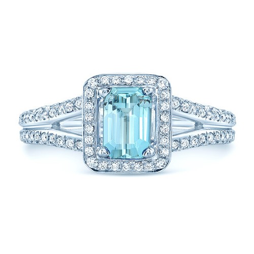 Aquamarin diamantring 18k - aquamarin,