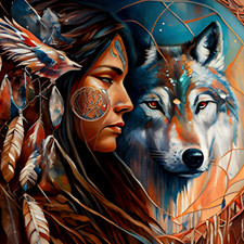 Wandbild Indianer Frau Squaw