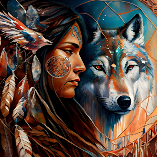 Wandbild indianer frau squaw - indianer,