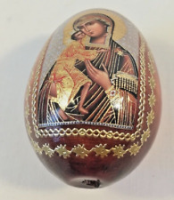 Osterei Holz gedrechselt handbemalt H6,5 D5cm Ikonenstil