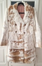 Luxus Pelzmantel Beige Creme Weiß Vintage S / M Kaninchenpelz Babydoll