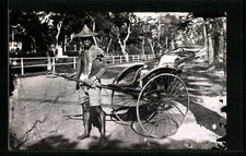 Ansichtskarte Rikscha-Fahrer auf der Straße 