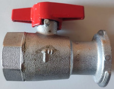 Pumpenflansch Kugelhahn Kugelventil 1" Zoll mit rotem Flügelgriff / NEU