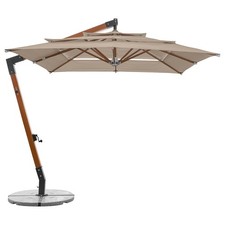 anndora Ampelschirm Holz Sonnenschirm 3x3 m Kurbel Dark Natural + Ständer B-Ware