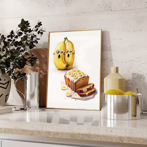 Leinwanddruck bananenbrot - leinwanddruck,