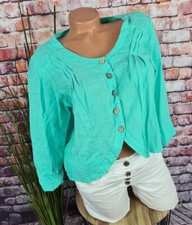 Damen Kurzjacke Bolero Blazer 100 Leinen Italy lagenlook mint grün 36 38 40 42