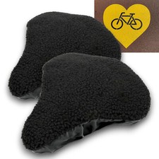 ✅ 2 x Sattelbezug Warm Fahrradsattelbezug Fahrradsattel Fell Pelz Imitat Schwarz
