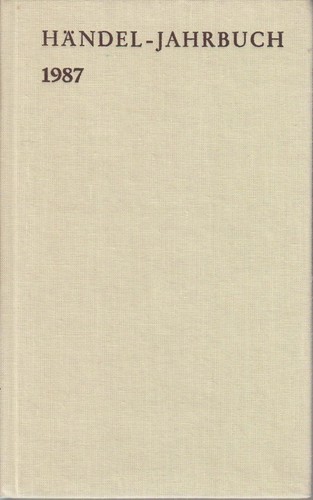 Händel jahrbuch jahrgang - händel-jahrbuch., 33.
