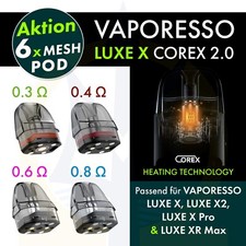 6x Vaporesso LUXE X COREX 2.0 Mesh-Pod 5ml 0,3_0,4_0,6_0,8 Ohm X¡X2¡X Pro¡XR Max