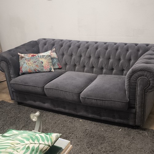 Chesterfield sofa grau - grau, samt