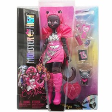 Monster High Catty Noir doll Puppe mit Sphinx-Katze Amulette und Zubehör NEU