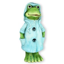 Frosch Dekofigur stehend m. Mantel blau Gartenfigur Frosch Froschfigur Teichdeko