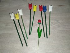 9x  * Deko * Blumen * Tulpen * Rose * Holz * Steckblume * Holzblume *